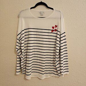 Rachel Zoe Long Sleeve Sweater Top 1X Plus Size Stripped